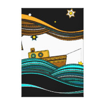 Étoiles de pêche de bateau impression sur toile