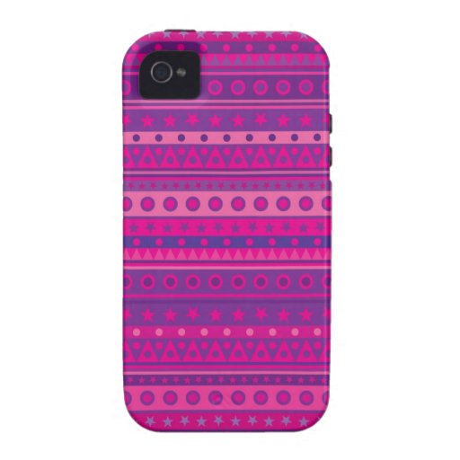 Étoiles et motif rayés pourpres et roses de taches étui iPhone 4/4S