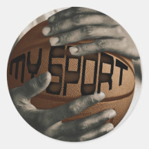ÉTREINTE DE BASKET-BALL - MON SPORT - CADEAUX AUTOCOLLANTS