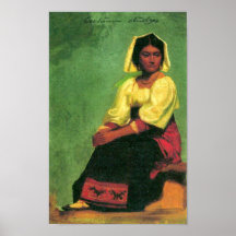 Étude de Bierstadt-Costume d'une femme assise Affiche