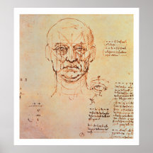 Études des proportions du visage et de l'oeil, 14 poster