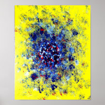 Explosion bleue et jaune affiches