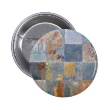 Faded chipping blue orange brick tiles
