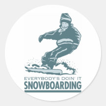 Faire du surf des neiges adhésif rond