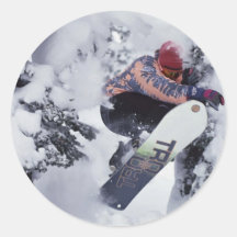 Faire du surf des neiges autocollant rond