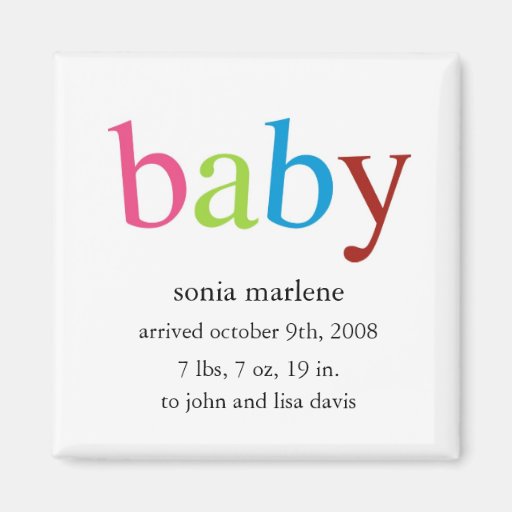 Faire-part d'aimant de bébé