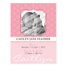 FAIRE-PART DE BÉBÉ : :  6 d'une manière élégante e Carte Postale