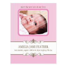 FAIRE-PART DE BÉBÉ : :  caractère précieux 1 Carte Postale