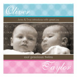 FAIRE-PART DE BÉBÉ DE JUMEAUX : : harmonie 1SQ