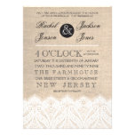 Faire-part de mariage blanc vintage de dentelle et invitations
