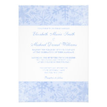 Faire-part de mariage bleu de flocons de neige