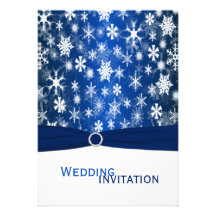 Faire-part de mariage bleu et blanc de flocons de 
