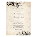 Faire-part de mariage chic floral vintage noir
