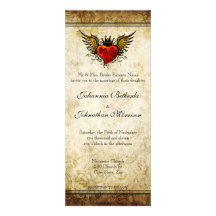 Faire-part de mariage de coeur à ailes par tatouag