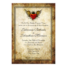 Faire-part de mariage de coeur à ailes par tatouag