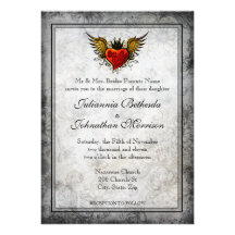 Faire-part de mariage de coeur à ailes par tatouag