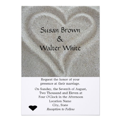 Faire-part de mariage de coeur de sable
