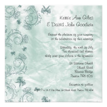 Faire-part de mariage de fleurs bleues et de papil