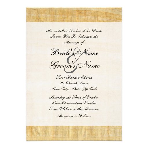 Faire-part de mariage de papier de papyrus