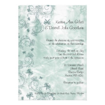 Faire-part de mariage de papillons bleus et de fle