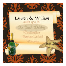 Faire-part de mariage de plage de destination avec