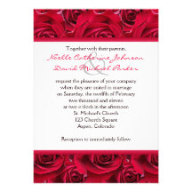 Faire-part de mariage de roses rouges en abondance