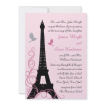 Faire-part de mariage d'oiseaux d'amour (rose)