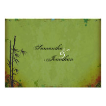 Faire-part de mariage en bambou asiatique vintage 