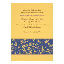 Faire-part de mariage floral bleu et jaune d'accen