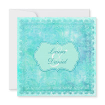 Faire-part de mariage floral bleu et vert de dente