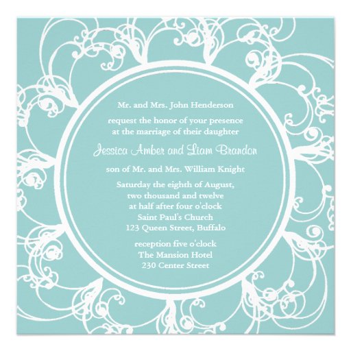 Faire-part de mariage floral de fantaisie (turquoi