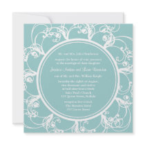 Faire-part de mariage floral de fantaisie (turquoi