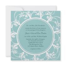 Faire-part de mariage floral de fantaisie (turquoi