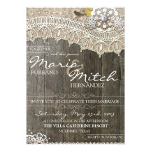 Faire-part de mariage floral en bois rustique et d