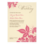 Faire-part de mariage floral moderne rose/crème