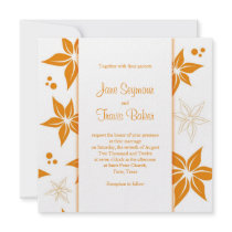 Faire-part de mariage floral - orange et blanc
