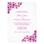 Faire-part de mariage fuchsia foncé assez floral