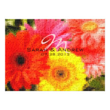 Faire-part de mariage gai de marguerites de Gerber