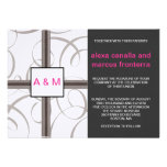 Faire-part de mariage gris de monogramme de rubans