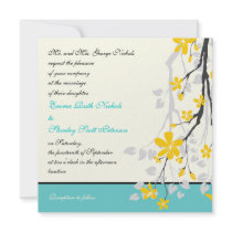 Faire-part de mariage jaune de turquoise de fleurs