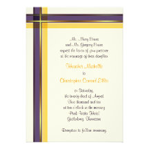 Faire-part de mariage jaune pourpre et d'or de pla