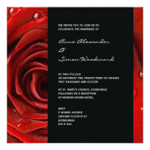Faire-part de mariage moderne de rose rouge