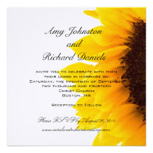 Faire-part de mariage noir jaune de tournesol