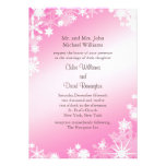Faire-part de mariage rose doux de flocons de neig