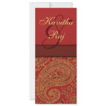 Faire-part de mariage rouge de Paisley