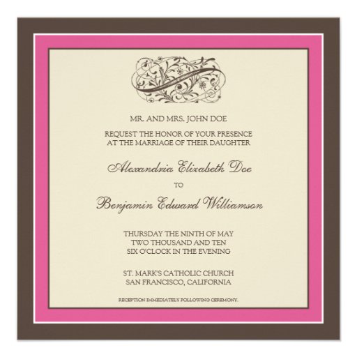 Faire-part de mariage simplement élégant (fuschia)