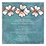 Faire-part de mariage tropical bleu de fleurs d'Aq