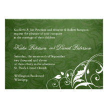 Faire-part de mariage vert-foncé
