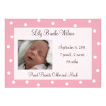 Faire-part de naissance assez rose de pois