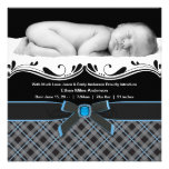 Faire-part de naissance bleu de photo de bébé de p